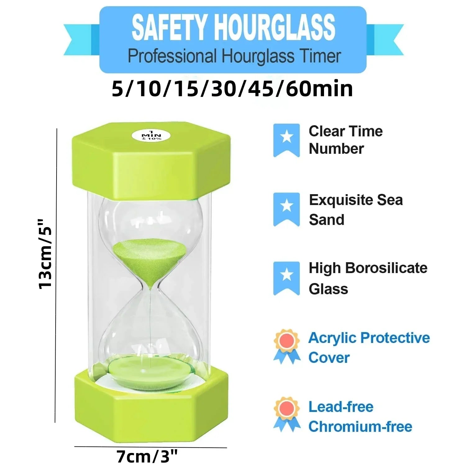 BowLift | Hexagonal Decorative Hourglass – Multiple Time Options and Colors