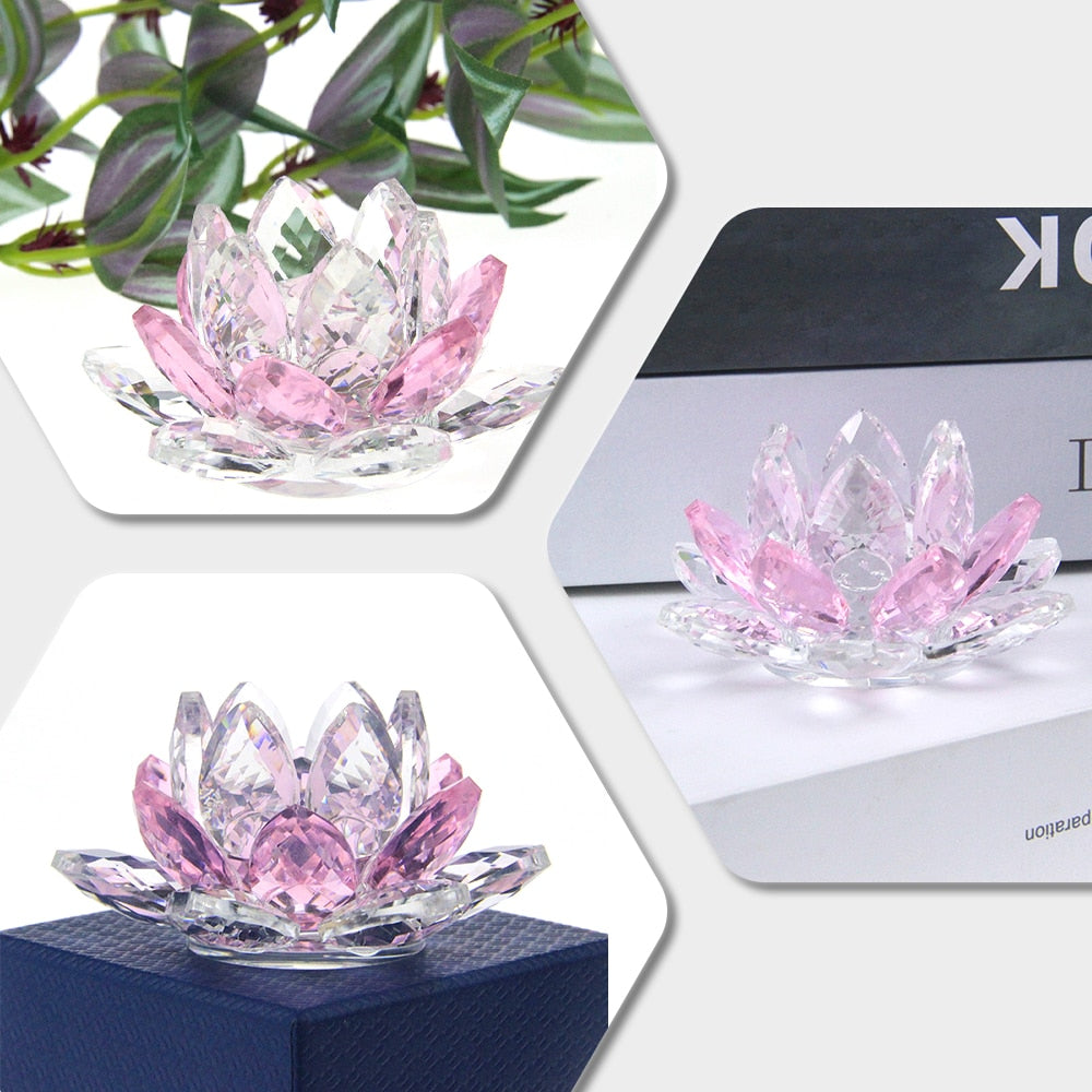 BowLift | Crystal Lotus Flower Craft Glass Paperweight Home Decoration Ornaments Figures Home Wedding Party Decor Gifts Souvenir