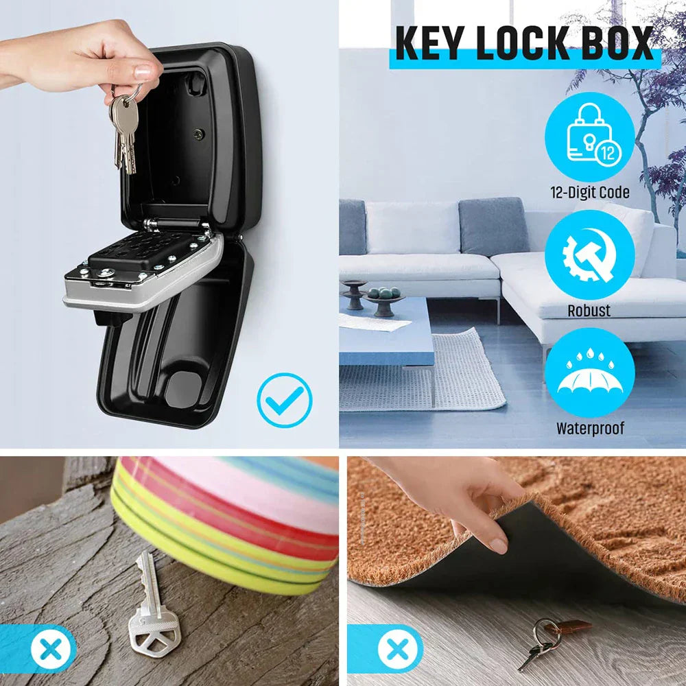 BowLift | Waterproof Wall-Mounted Key Safe Box – Outdoor Lockable Key Storage with Combination Code