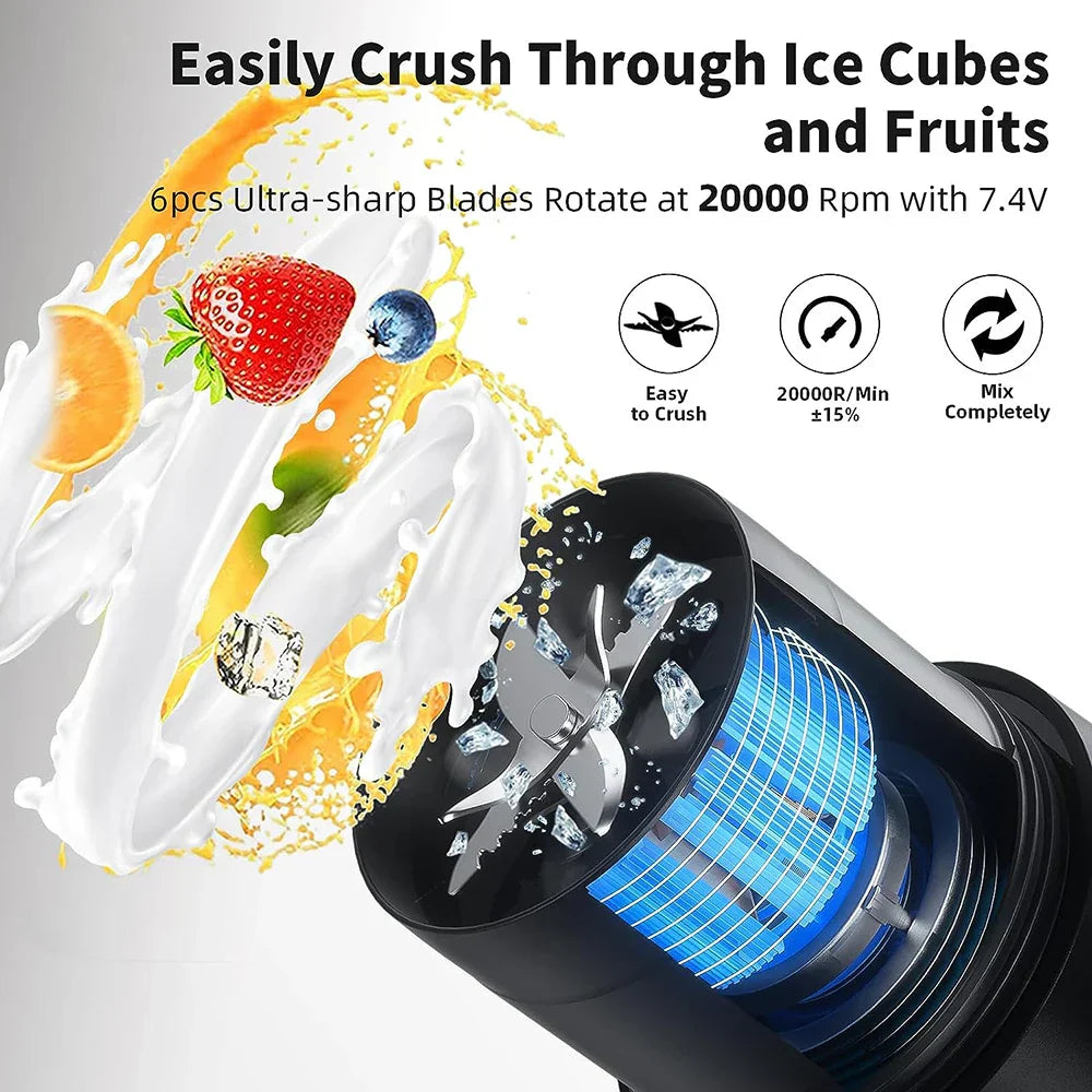 BowLift | Portable Juicer - Rechargeable Mini Mixer with 6 Sharp Blades for Shakes and Smoothies