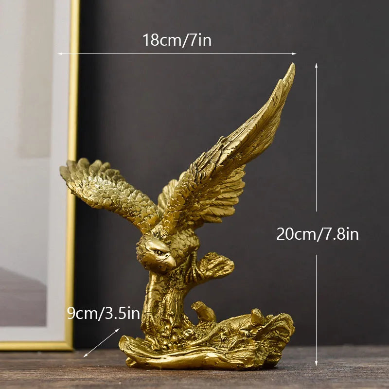 BowLift | Resin Golden Eagle Statue Art Animal Model Collection Ornament Home Office Desk Feng Shui Decor Figures simple