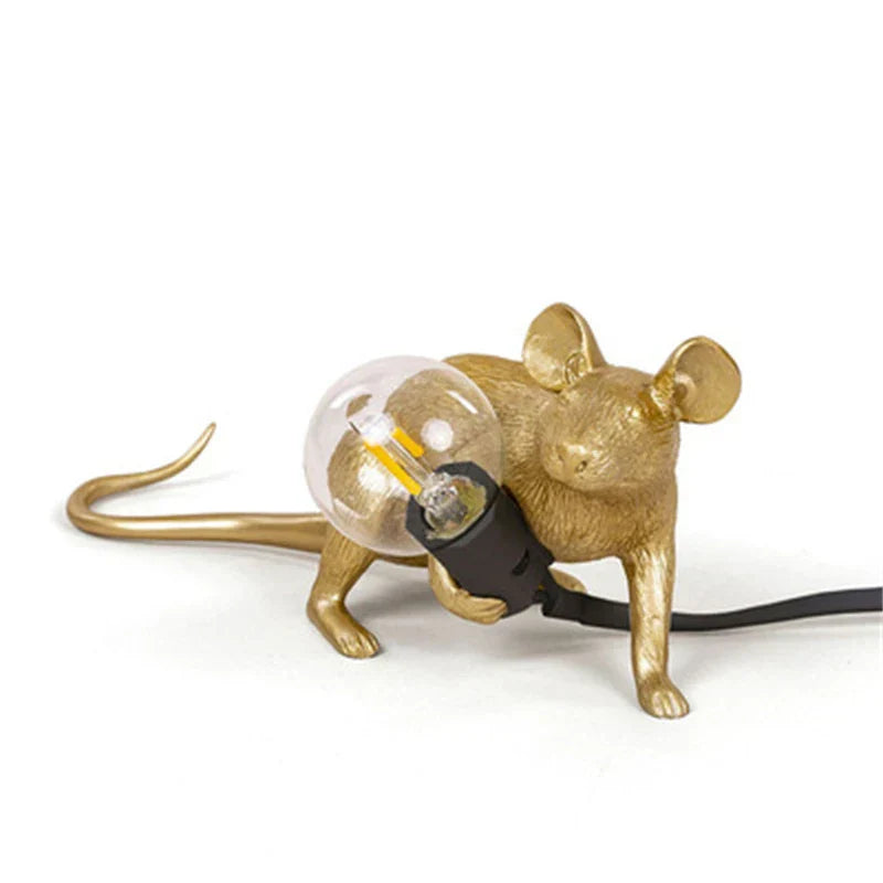 BowLift | Modern LED Animal Table Lamps: Resin Rat, Cat, and Squirrel Night Lights