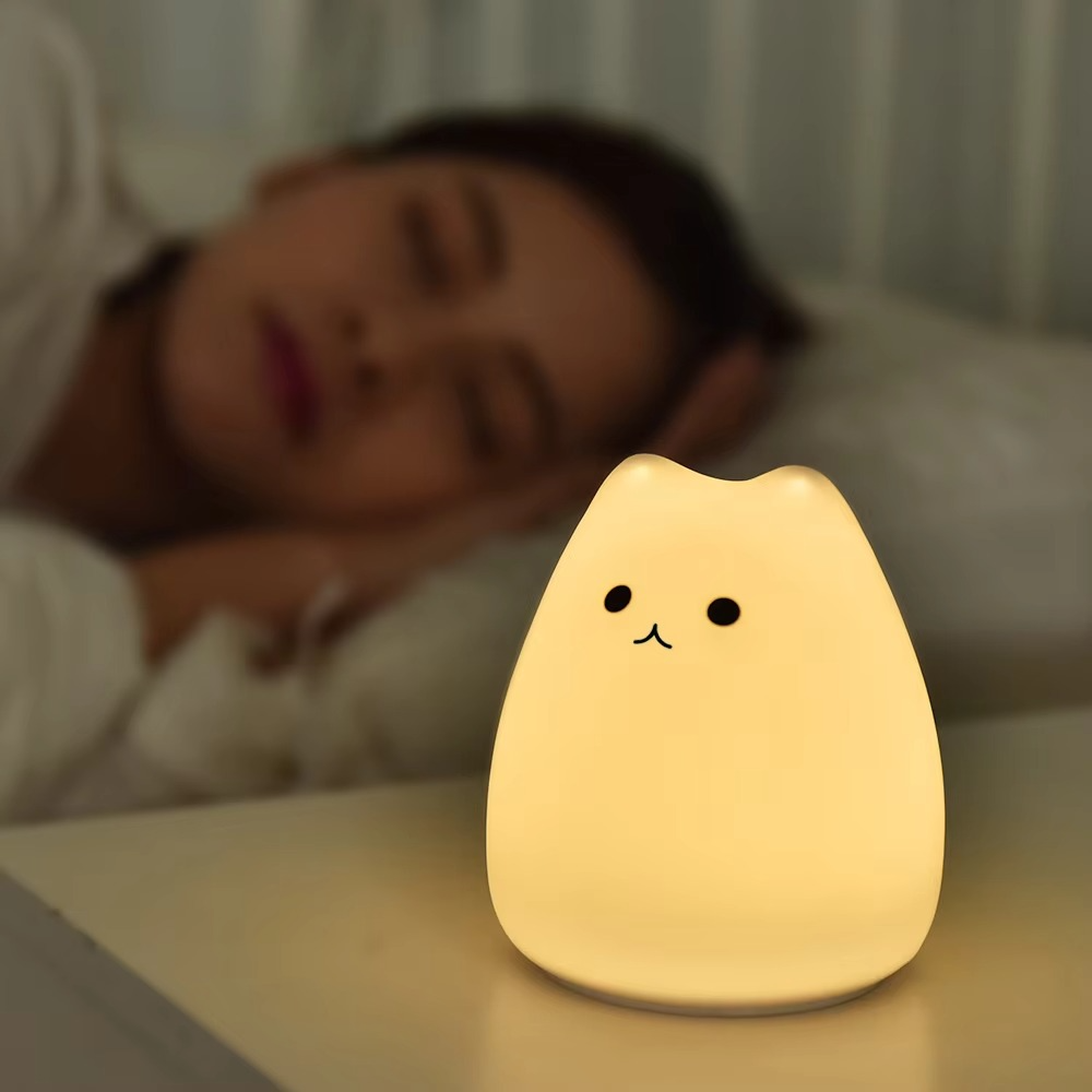 BowLift | Charming Cat Silicone Night Light with 7-Color Touch Sensor
