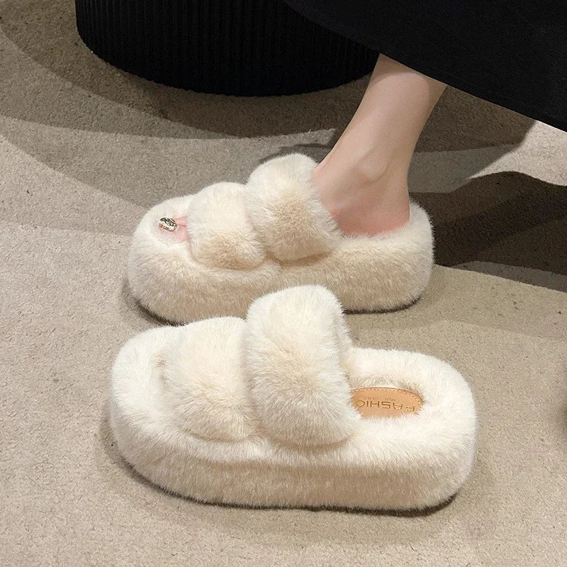 BowLift | FuzzyElegance - Soft Slippers for Women