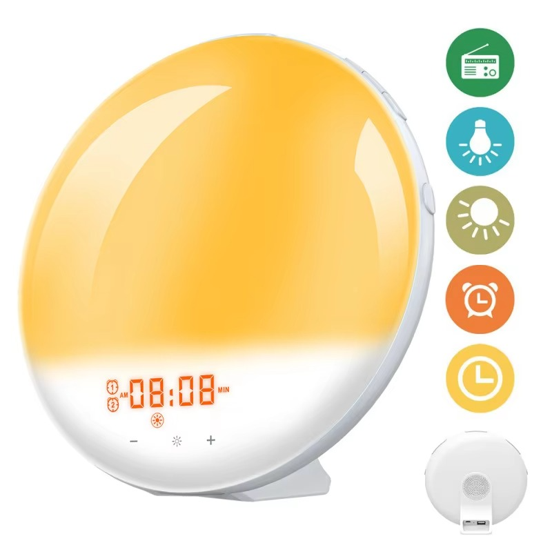 BowLift | Wake Up Light Alarm Clock with Sunrise Simulation, Sunset Mode, Night Light and FM Radio