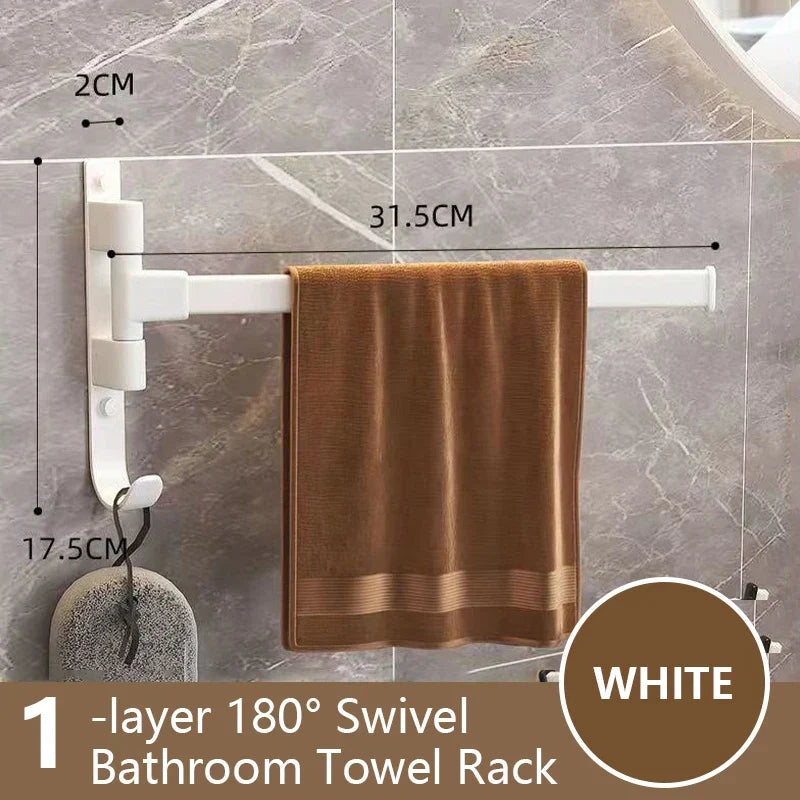 BowLift | Bathroom Towel Holder Rotatable Towel Rack Space Aluminum 1/2/3/4/5-Bar Towel Holder Kitchen Shelf Kitchen Hanging Shelf Wall Mounted