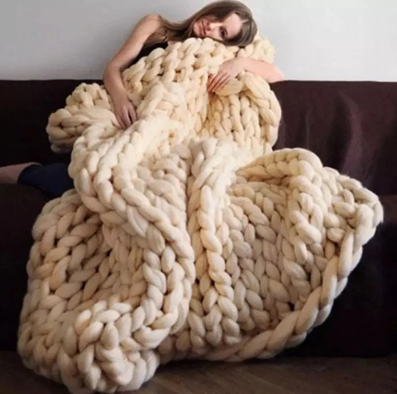 BowLift | Chunky Knit Blanket – Cozy Wool Blanket for Every Room – Soft & Warm – Perfect for Sofa and Bed