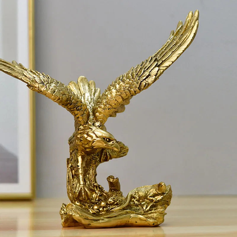 BowLift | Resin Golden Eagle Statue Art Animal Model Collection Ornament Home Office Desk Feng Shui Decor Figures simple