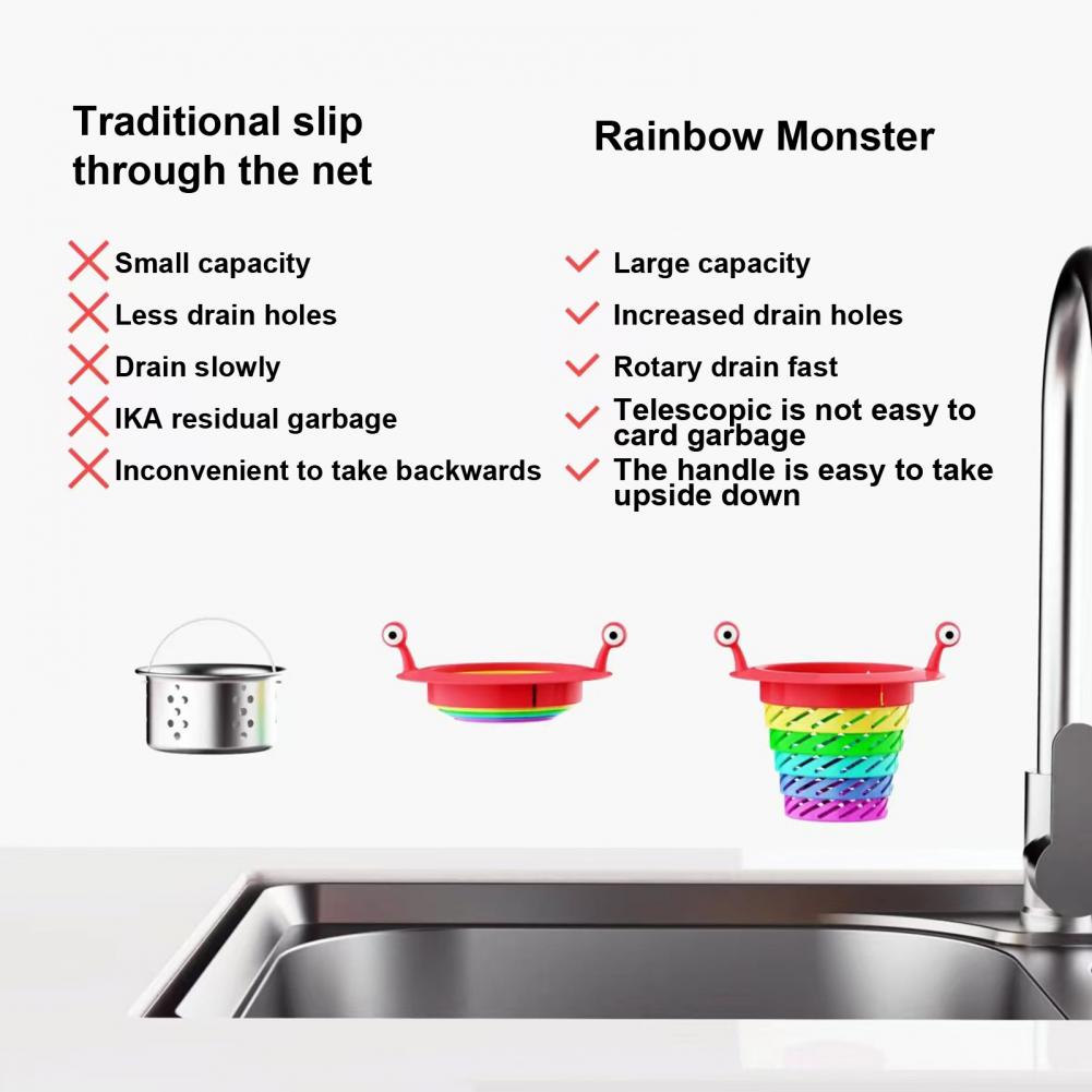 BowLift | Little Monster Colorful Foldable Sink Strainer Basket