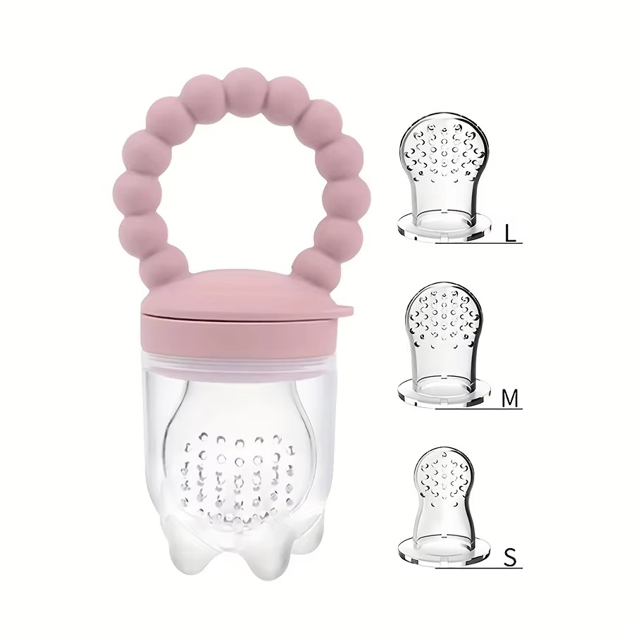 BowLift | 4-Piece Silicone Baby Fruit Feeder Set with Comfort Grip Handle and Extra Feeding Pouches