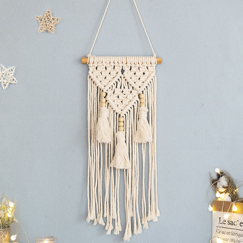 BowLift | Bohemian Wall Tapestry, Macrame Wall Hanging, Home Decoration, Cotton Linen Tassel, Handcrafted, Woven, Geometric Canvas Art, Background Wall Tapestries