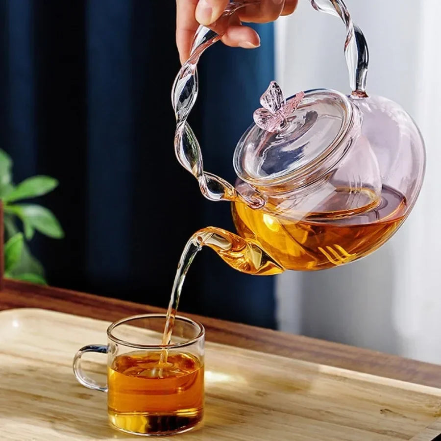 BowLift | Floral Lid Design Tea Infuser Glass Teapot