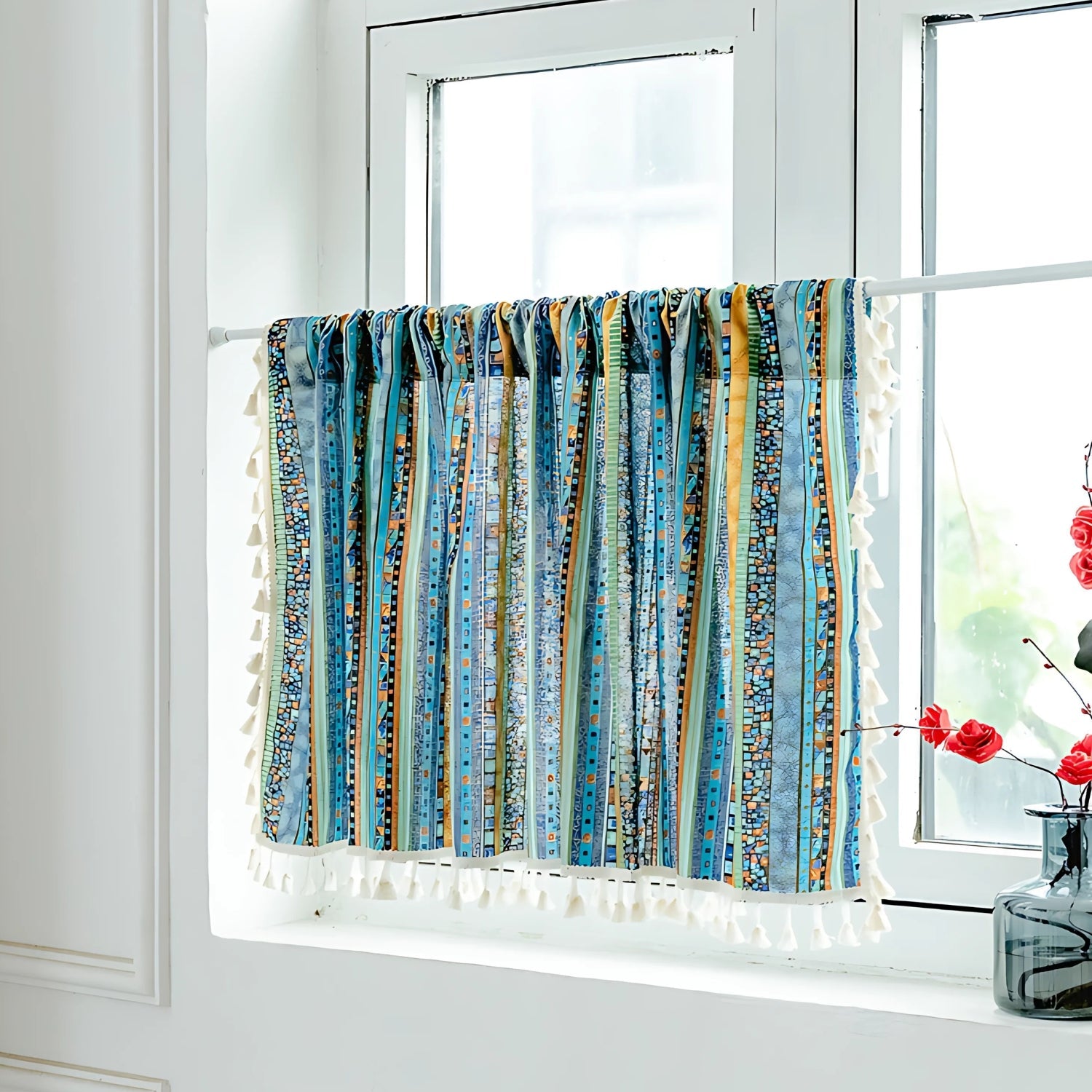 BowLift | Serina Boho Striped Tassel Curtain for Living Room Window
