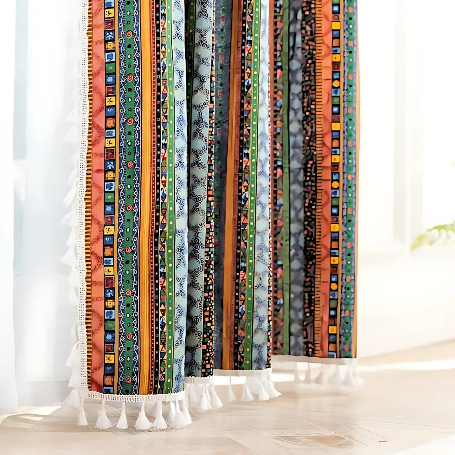 BowLift | Serina Boho Striped Tassel Curtain for Living Room Window