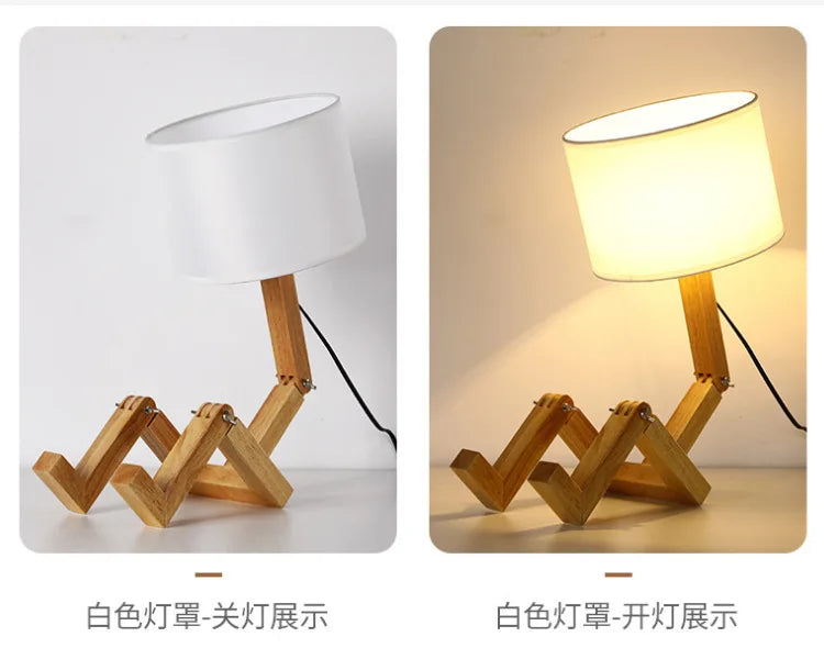 BowLift | Playful Robot Table Lamp - made of Sustainable Wood for Creative Spaces
