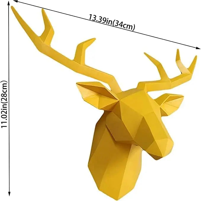 BowLift | 3D-Deer Head Sculpture, geometric resin, animal deer head wall decoration, modern home decor, luxurious decorative wall decor