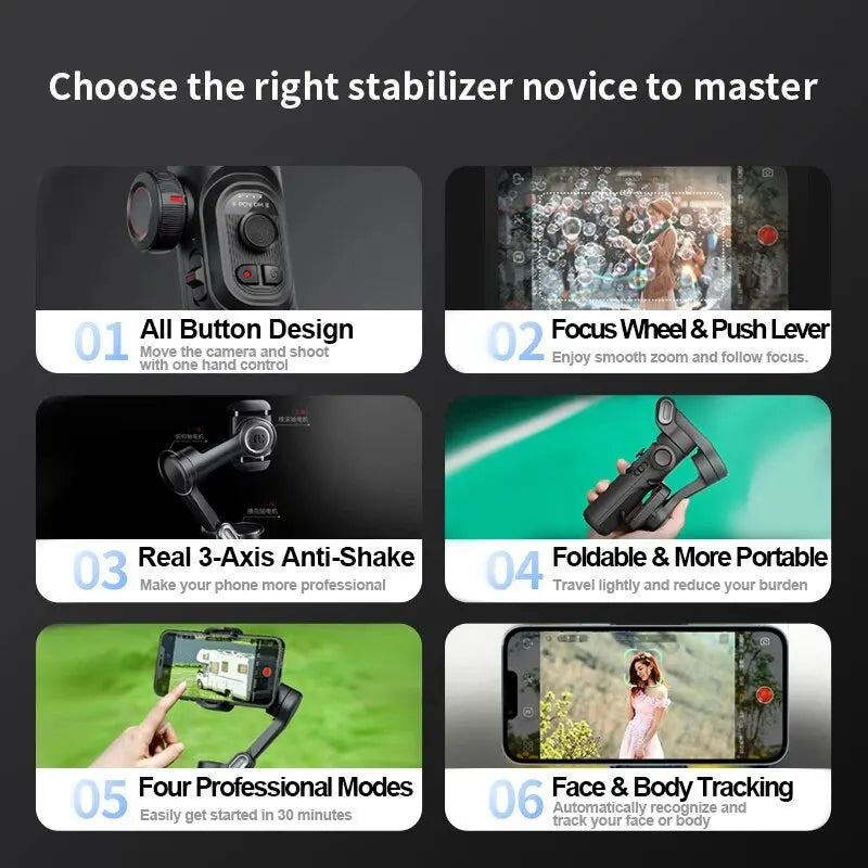BowLift | 3-Axis Smartphone Gimbal Stabiliser with AI Tracking & Face Detection – Alvion