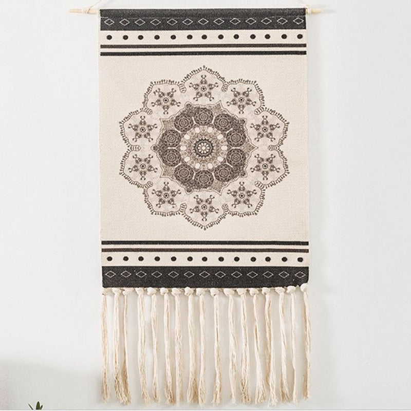 BowLift | Bohemian Wall Tapestry, Macrame Wall Hanging, Home Decoration, Cotton Linen Tassel, Handcrafted, Woven, Geometric Canvas Art, Background Wall Tapestries
