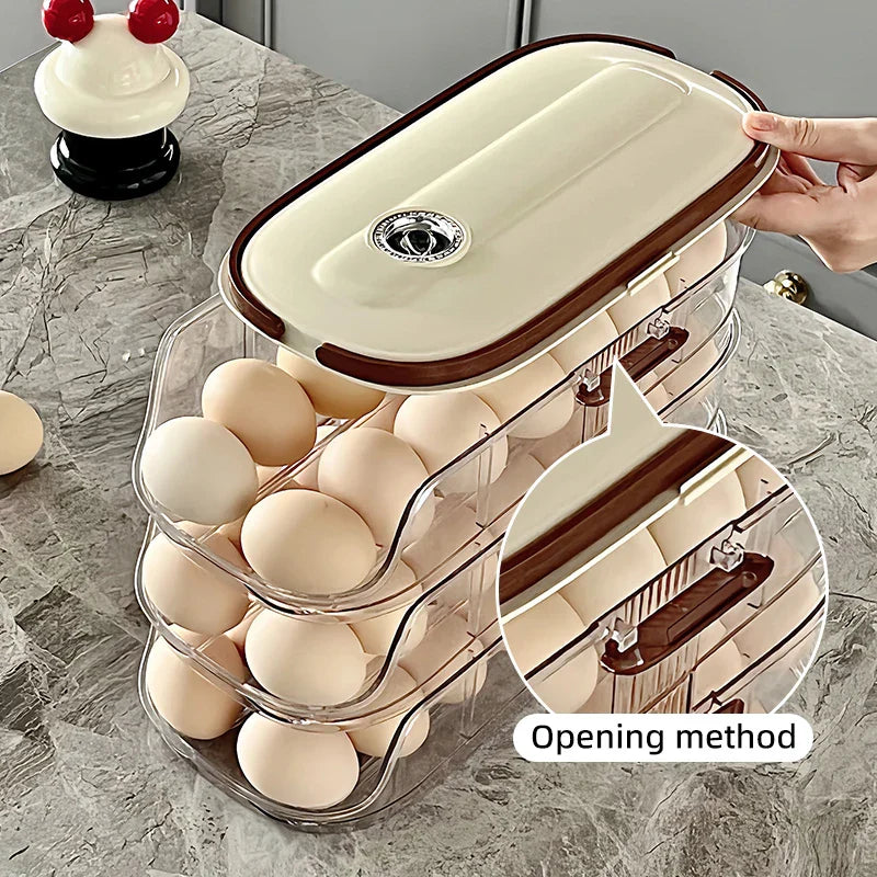 BowLift | Fridge Organizer Automatic Rolling Transparent Egg Storage Box