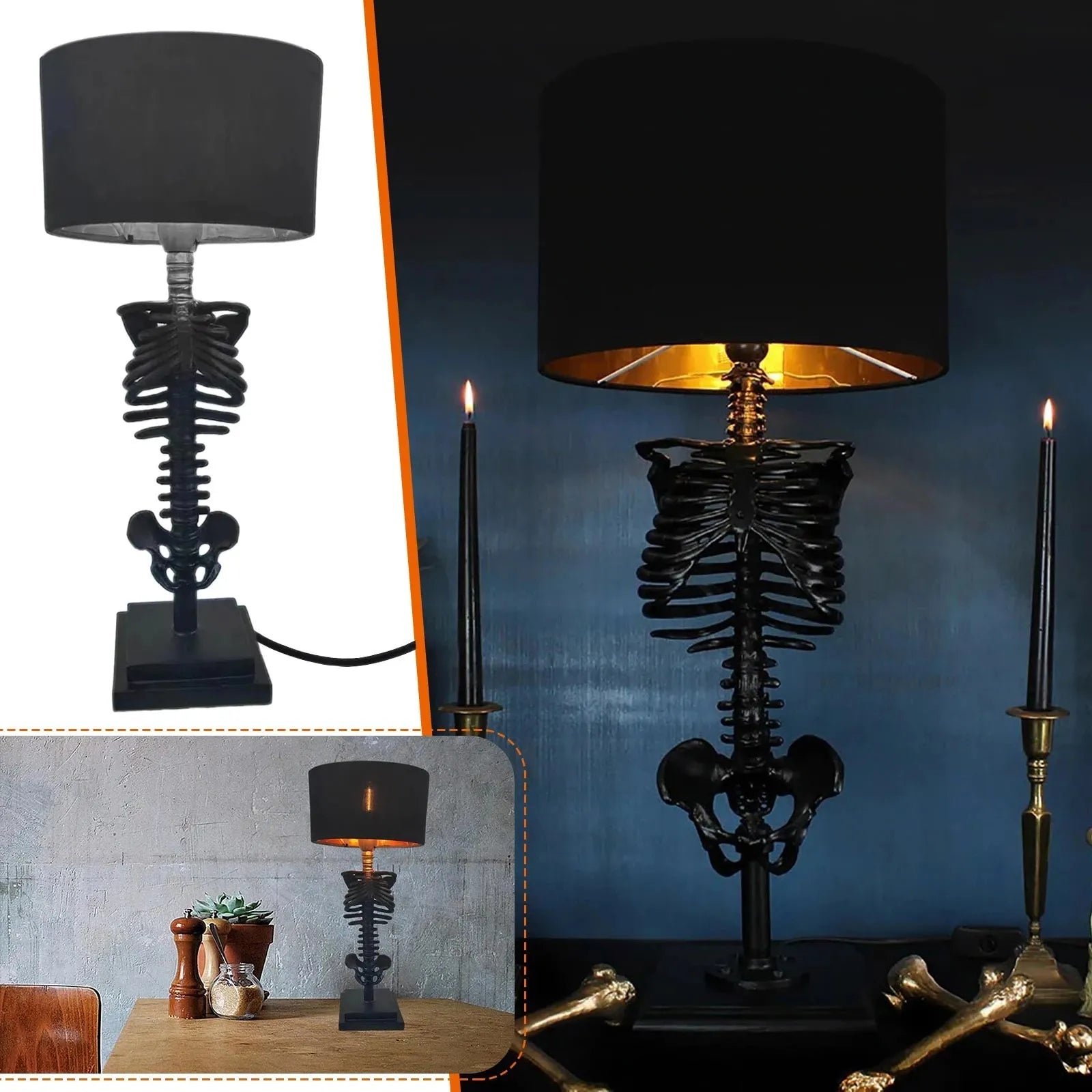 BowLift | Gothic Skeleton Table Lamp – Handmade and Mysterious Design