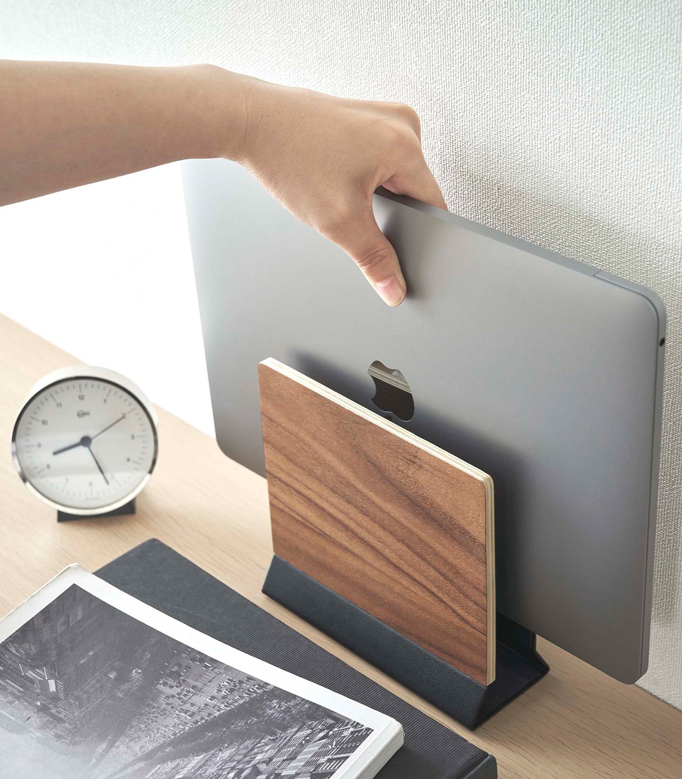 BowLift | Slim Laptop Stand - Steel + Wood