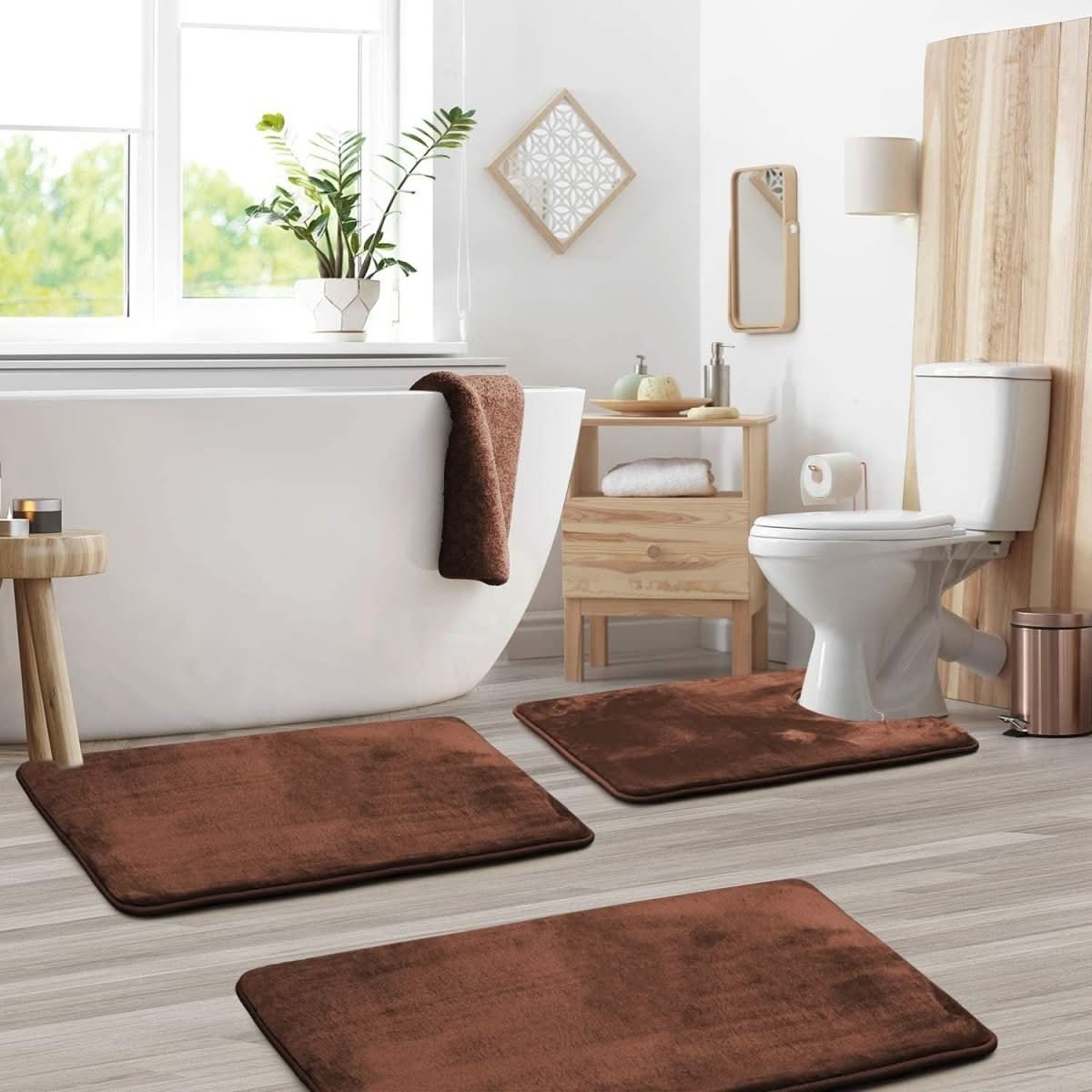 BowLift | 3-piece Memory Foam Bath Mat Set with Non-slip Bottom