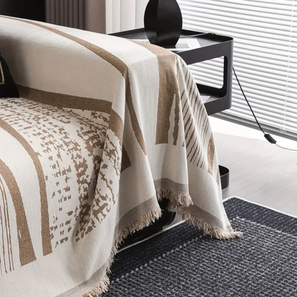 BowLift | Stone Bohemian Fringe Sofa Cover