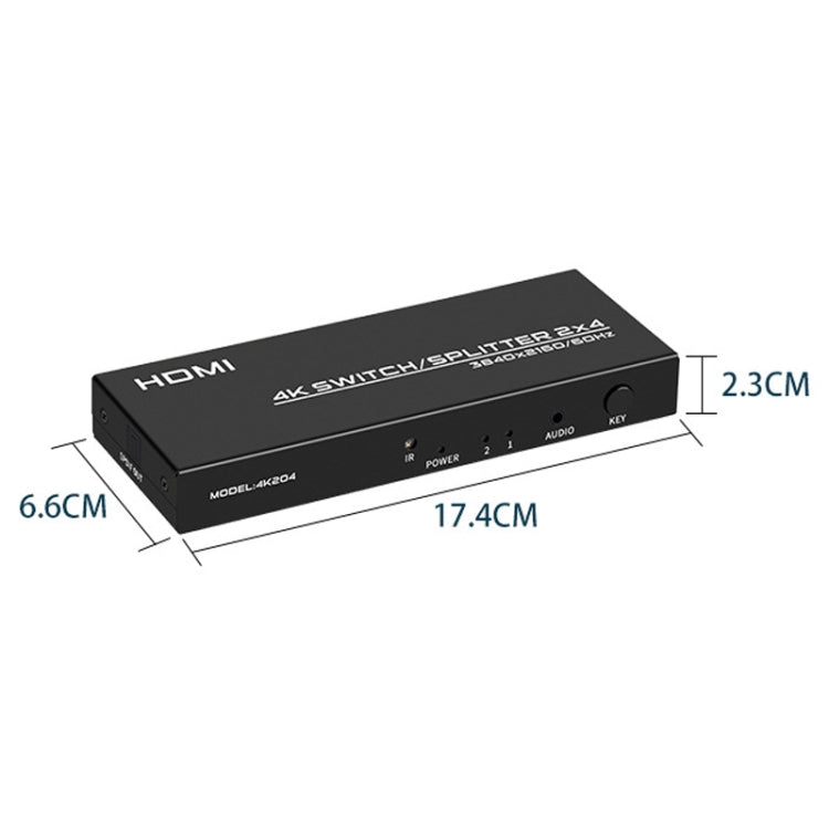 BowLift | FJGEAR FJ-4K204 2 In 4 Out HD 4K Audio HDMI Switch Distributor, Plug Type: US Plug
