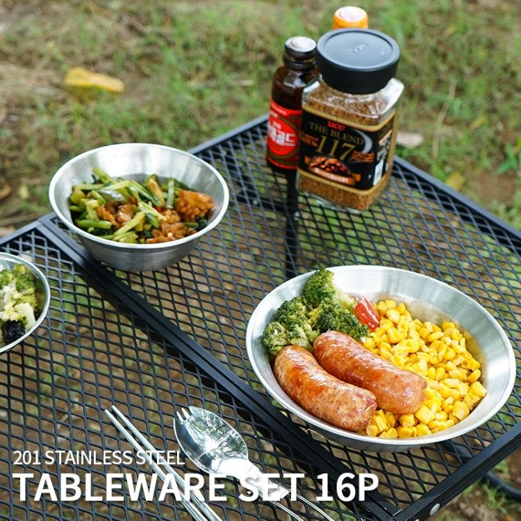 BowLift | 16 PCS / Set CLS Outdoor Stainless Steel Tableware Portable Camping Dinner Bowl Plate Set