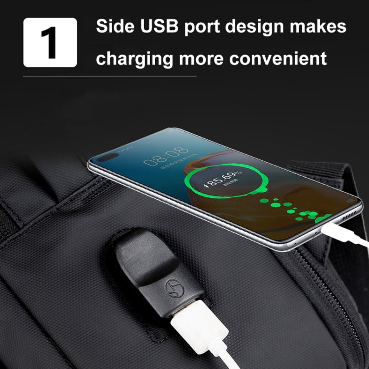 BowLift | Expandable waterproof laptop backpack for business with USB port (Black)