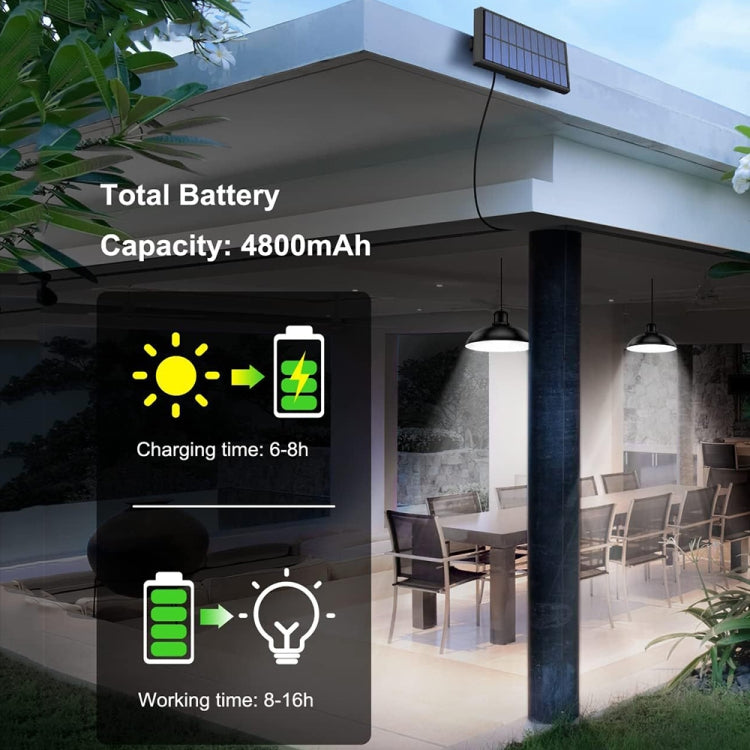 BowLift | IP65 Waterproof Outdoor Solar LED Pendant Light Indoor Lighting, Specification: Double White Light with Remote Control