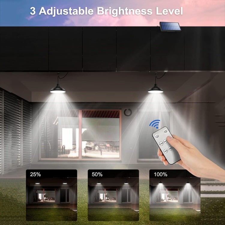 BowLift | IP65 Waterproof Outdoor Solar LED Pendant Light Indoor Lighting, Specification: Double White Light with Remote Control