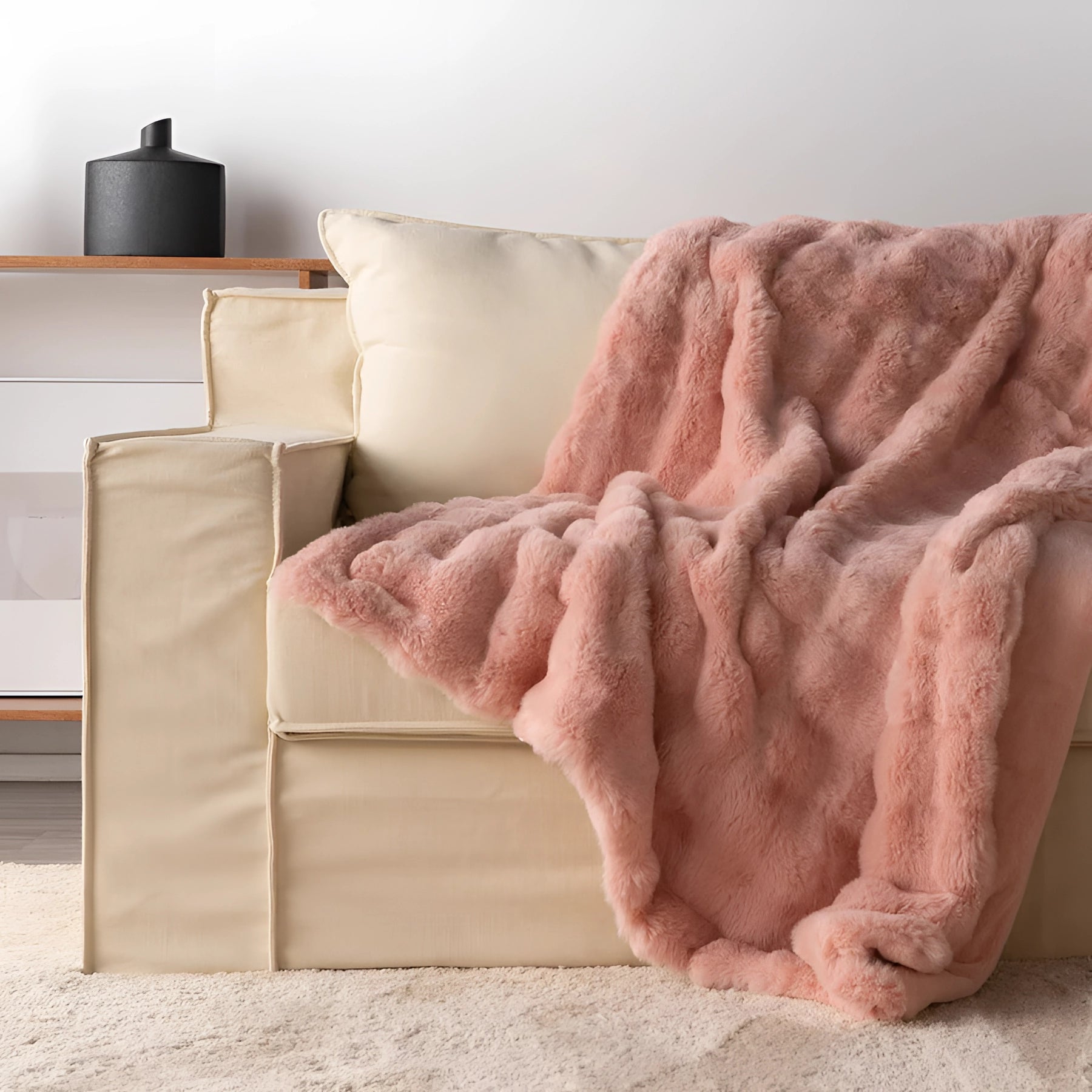 BowLift | Faux Fur Chunky Knit Duvet Cover Throw