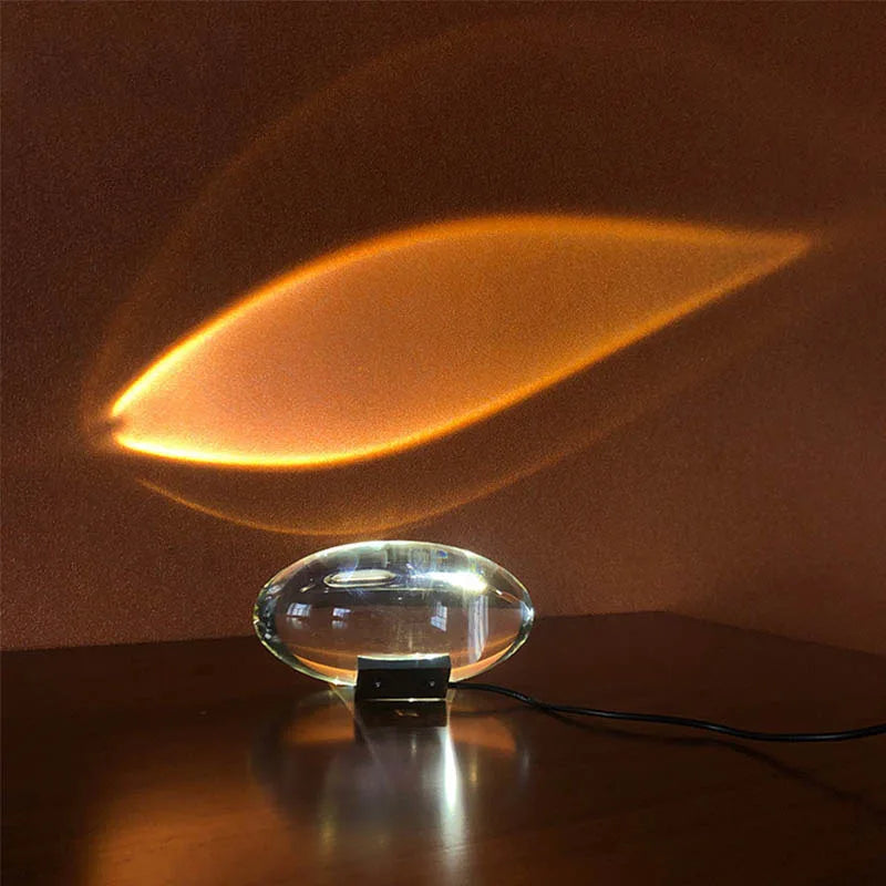 BowLift | Crystal LED Table Lamp "Eye of the Sky" – Italian Designer Nightstand Projector Lamp for Living and Bedroom Decoration