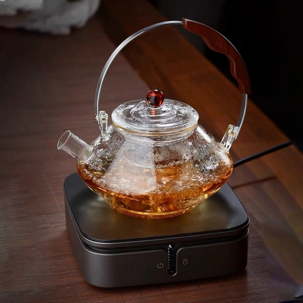 BowLift | Thesora – Premium Glass Brew Teapot with Removable Infuser & Wooden Handle (750ml)