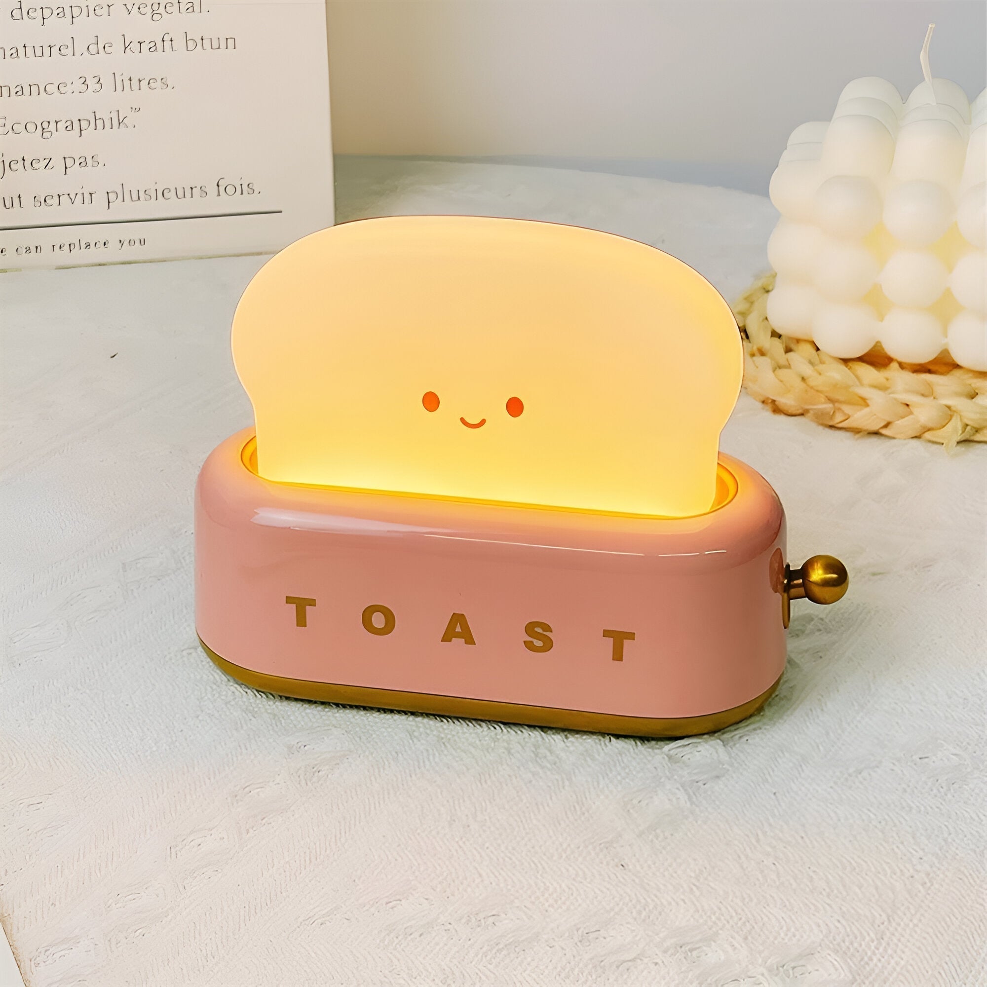 BowLift | TinyToast Table Lamp – Portable Toaster-Shaped Night Light with Dimmable LED & USB Port