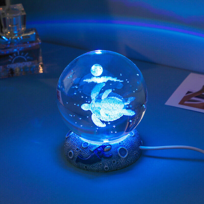 BowLift | AquaGlobe Crystal Ball Night Light | Underwater World LED Lamp | Mood Light & Decor for Home