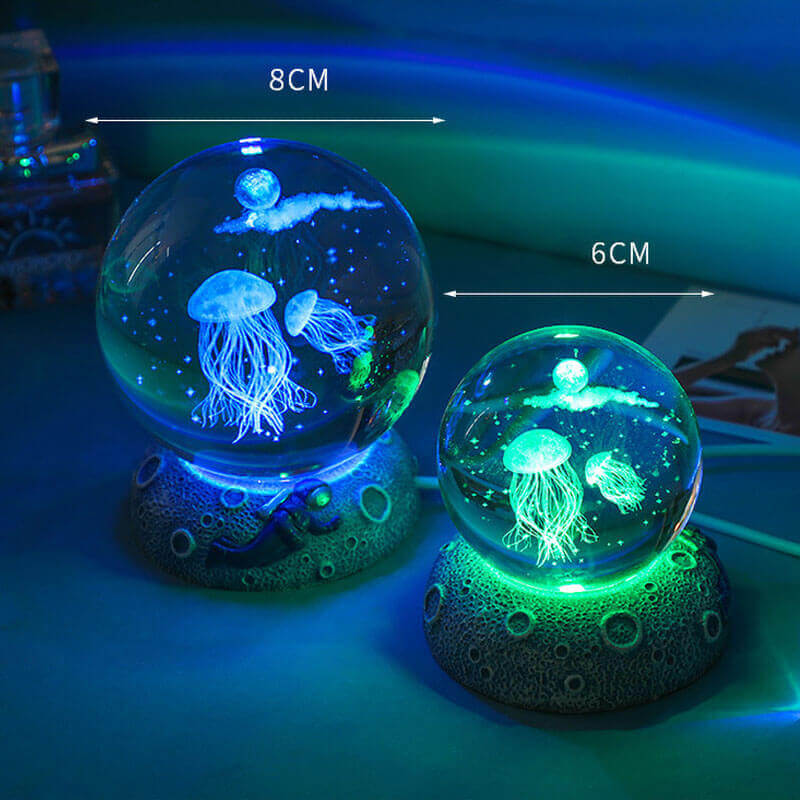 BowLift | AquaGlobe Crystal Ball Night Light | Underwater World LED Lamp | Mood Light & Decor for Home