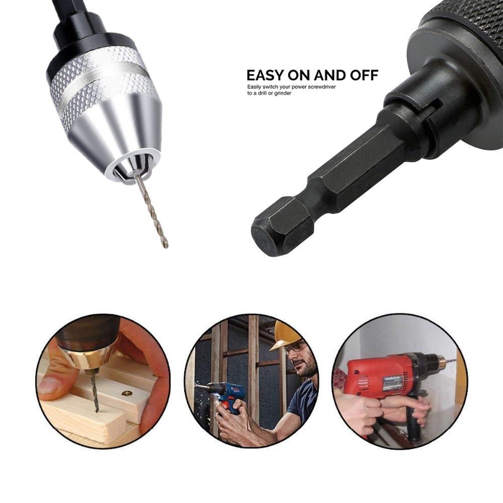 BowLift | Icool Keyless Drill Chuck 0.3 3.6mm Conversion Tool 1/4" Hex Shank Quick Change Adapter Chuck for Electric Drill