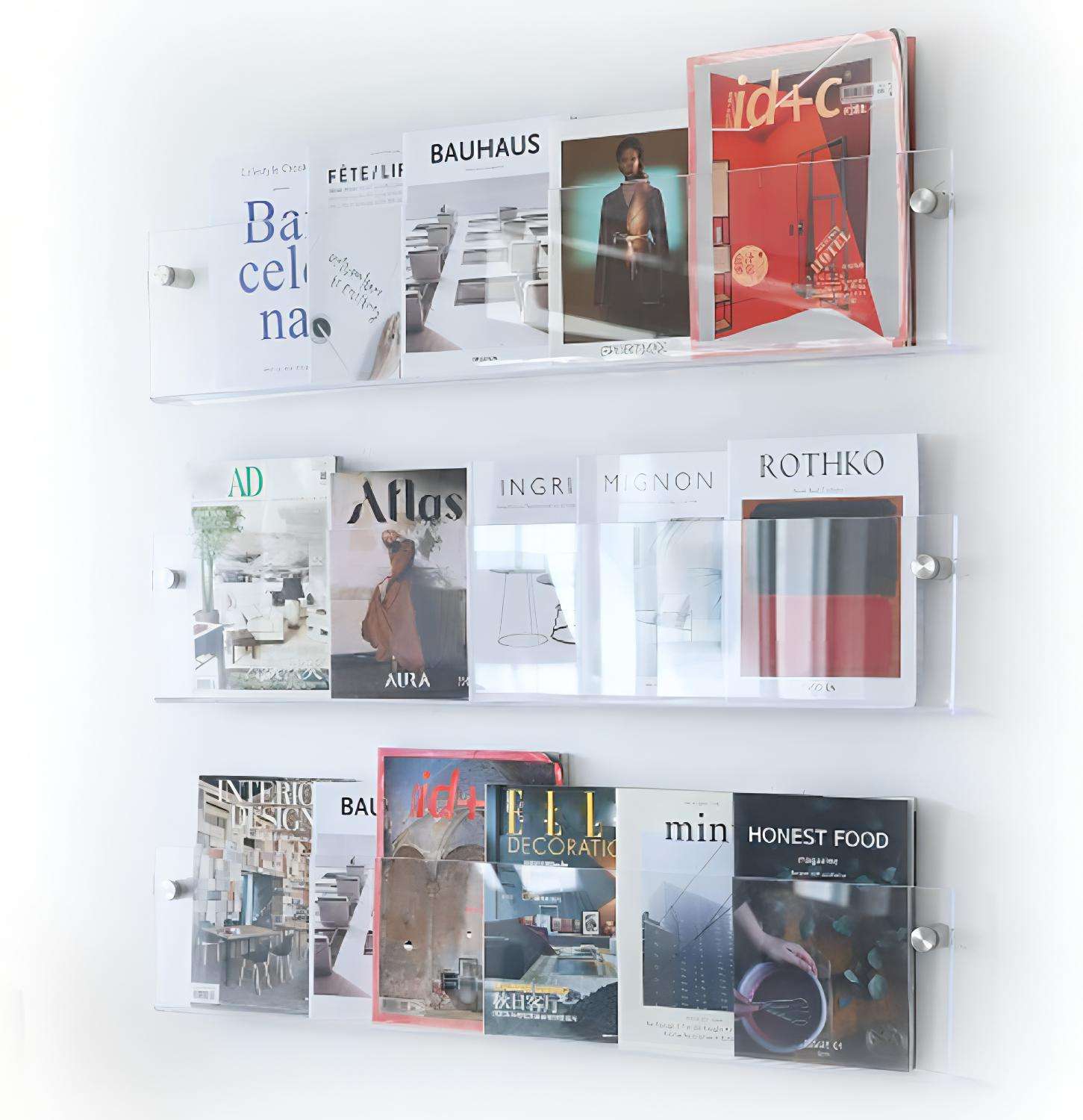 BowLift | Acrylic Wall-mounted Floating Magazine Rack