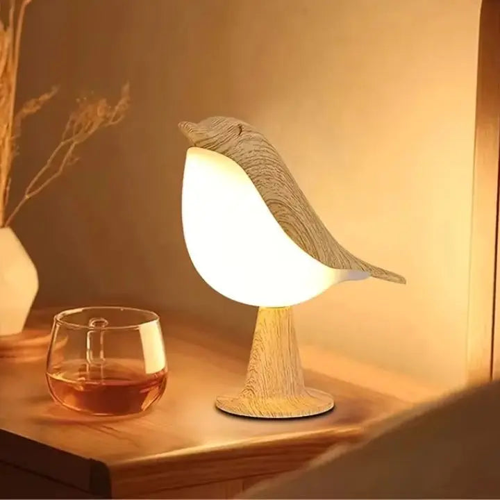 BowLift | Bird Table Lamp made of Wood - dimmable, with Touch & Aroma Diffuser