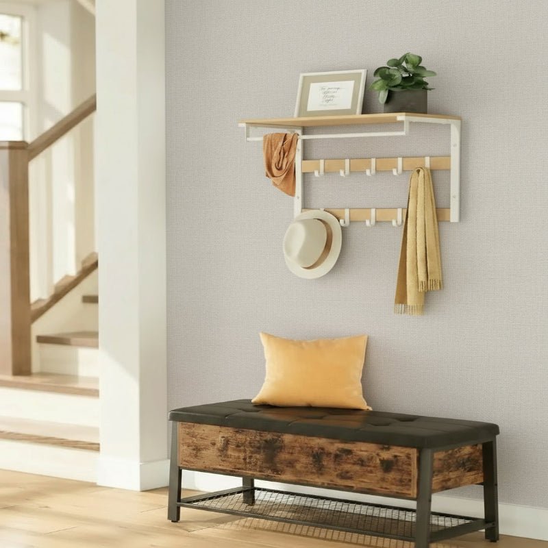 BowLift | 3-in-1 wall coat rack with shelf, hooks, and clothes rail