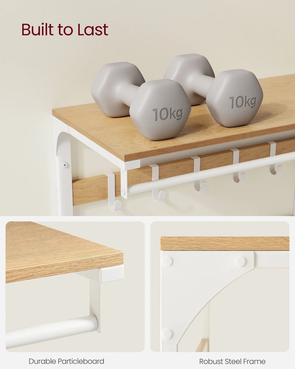 BowLift | 3-in-1 wall coat rack with shelf, hooks, and clothes rail