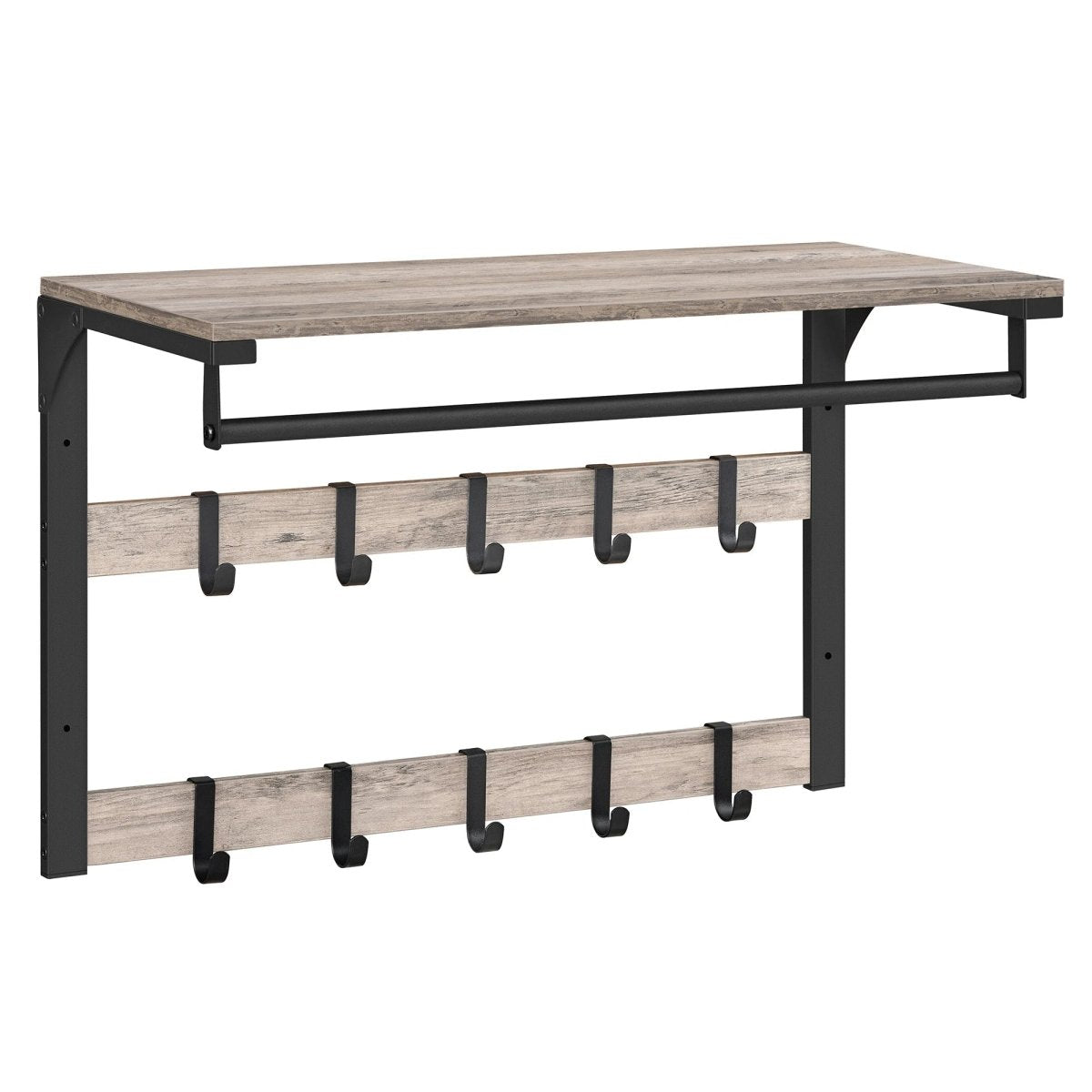 BowLift | 3-in-1 wall coat rack with shelf, hooks, and clothes rail