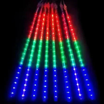 BowLift | Luminex Meteorenregen LED Lichtslingers – Waterdichte Buitenverlichting met 8 Buisjes, 30/50 cm, Multicolor voor Feest & Tuin