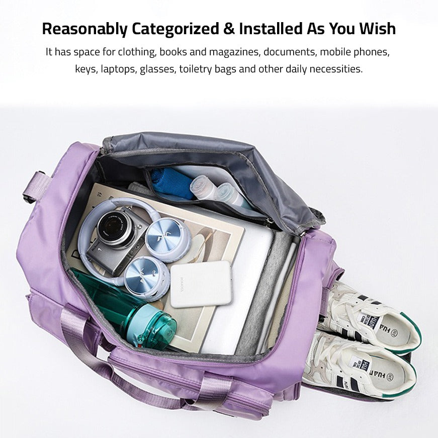 BowLift | Multi-Pocket Travel Bag, Sports and Gym Duffle with Separate Shoe Compartment