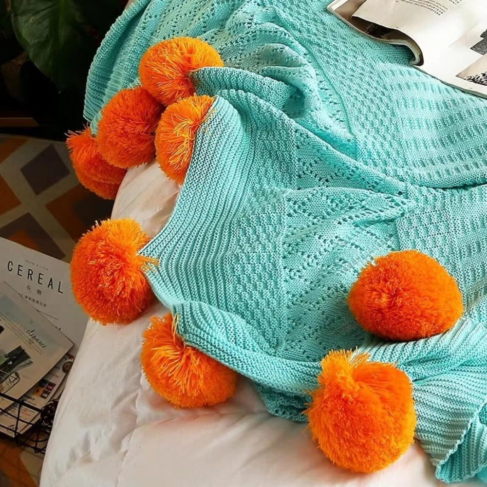 BowLift | Whimsy Fluffy Pom-Pom Macaron Blanket