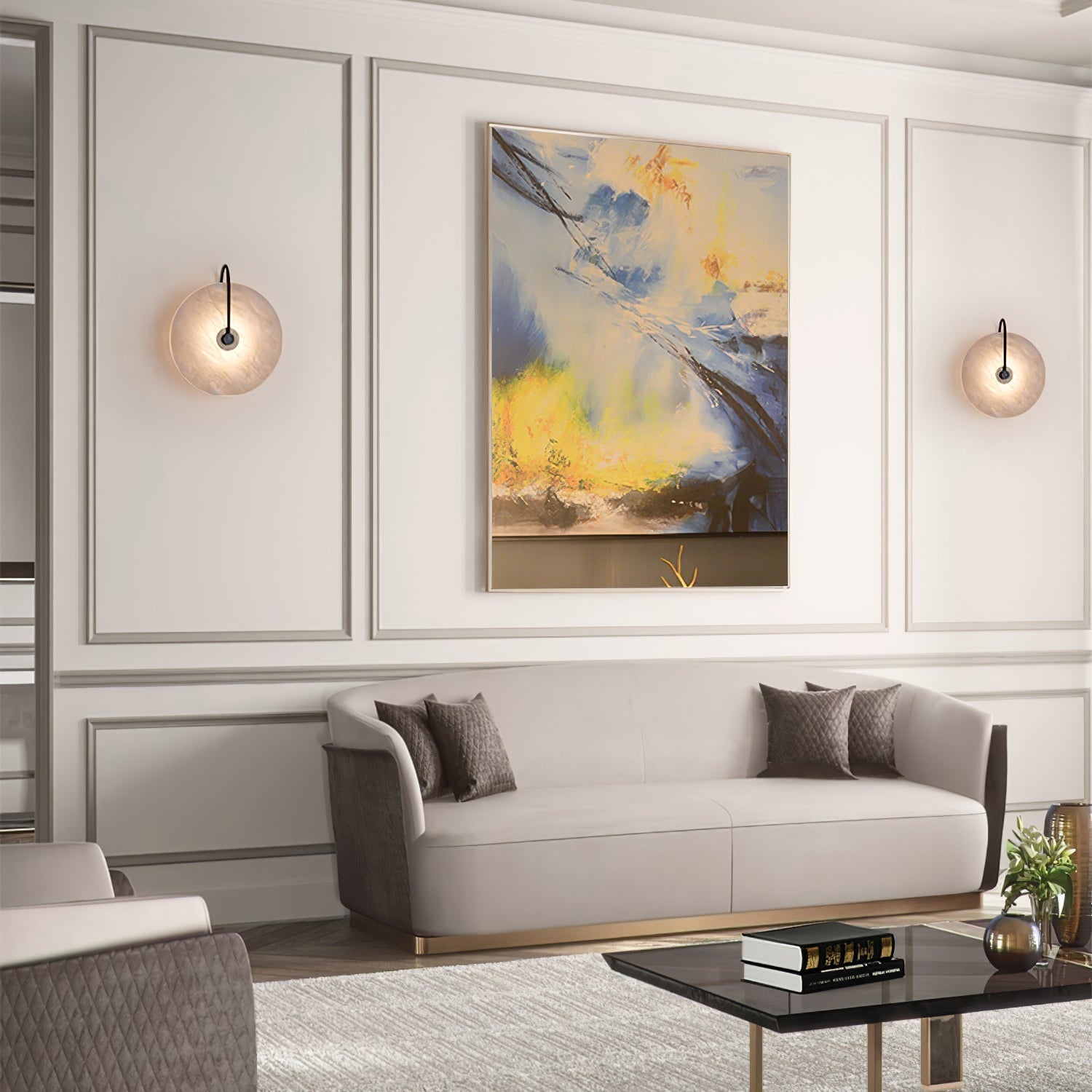 BowLift | White Alabaster Wall Lamp