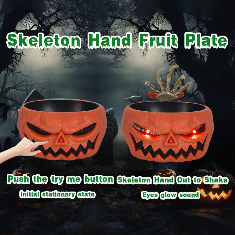 BowLift | Halloween Candy Bowl – Motion Sensor Pumpkin Bowl with Skeleton Hand and Red Light Effects