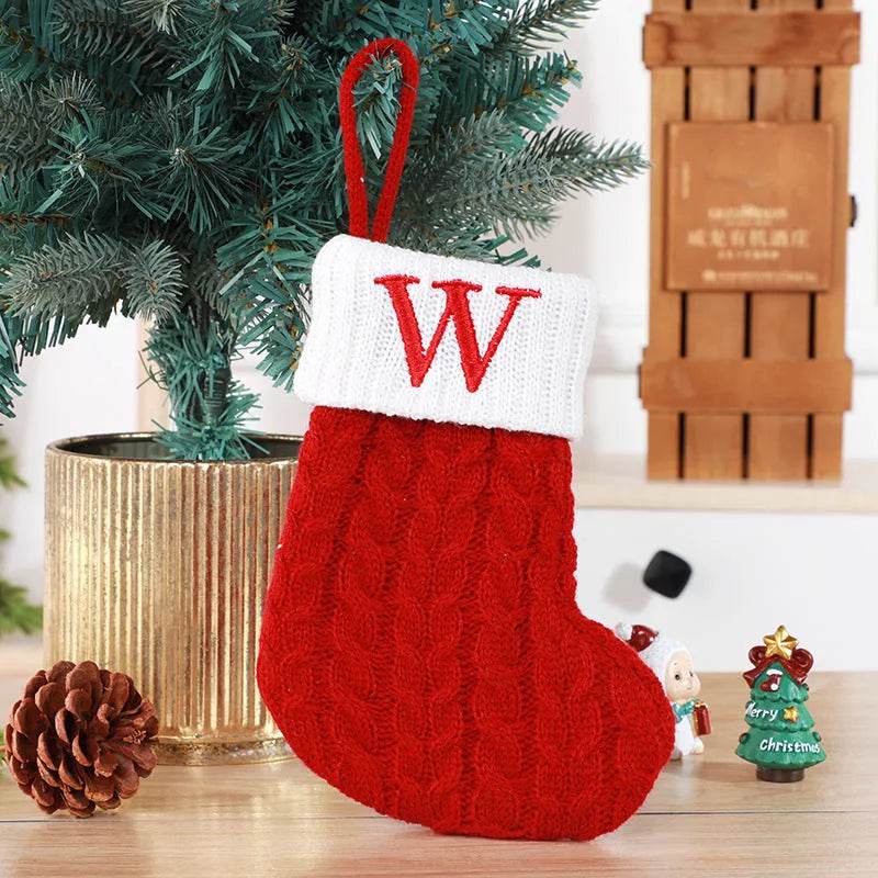 BowLift | Cute Letters Christmas Stockings Decorative Creative Tree Pendant Wool Knitted Socks